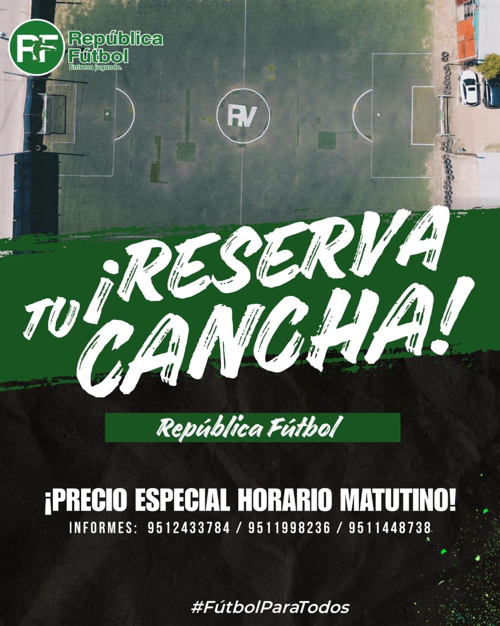 ¡Reserva tu cancha! Precio especial en horario matutino